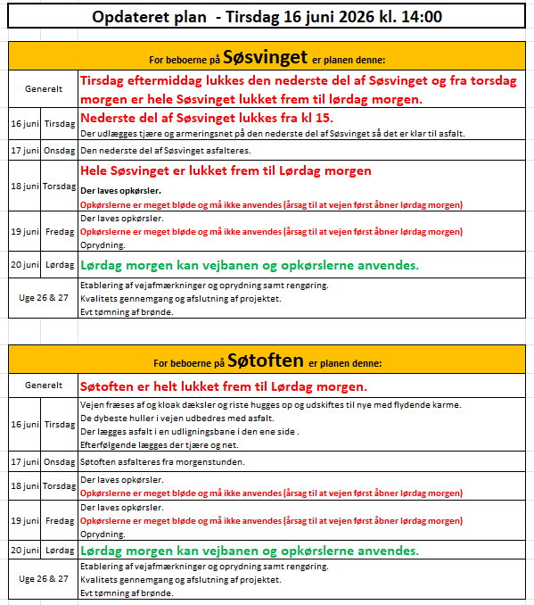 16-06-2026 Opdateret tidsplan