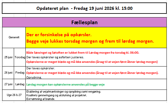 19-06-2026 Opdateret tidsplan